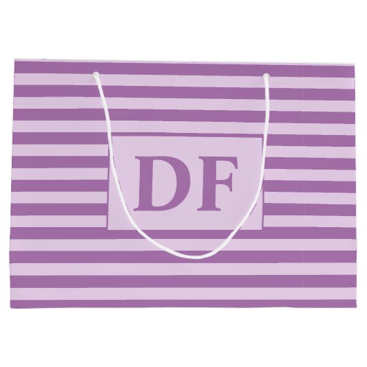Aangepaste Initialen Paarse strepen Groot Cadeauzakje (Achterkant)