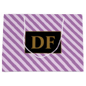 Aangepaste Initialen Paarse strepen Groot Cadeauzakje (Voorkant)