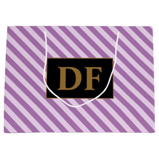 Aangepaste Initialen Paarse strepen Groot Cadeauzakje (Voorkant)