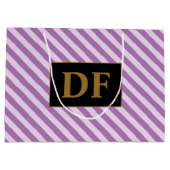 Aangepaste Initialen Paarse strepen Groot Cadeauzakje (Achterkant)