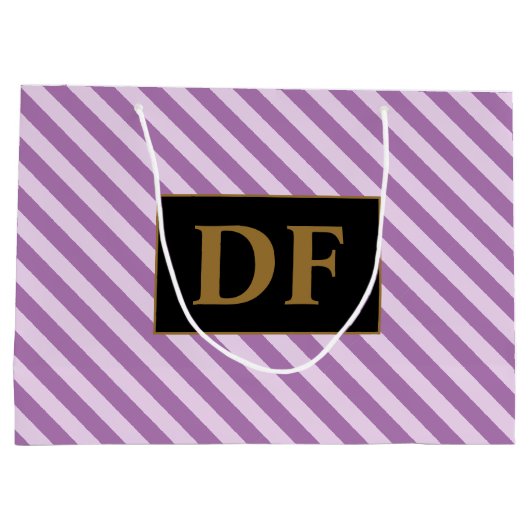 Aangepaste Initialen Paarse strepen Groot Cadeauzakje (Achterkant)