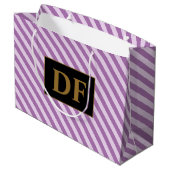 Aangepaste Initialen Paarse strepen Groot Cadeauzakje (Achterkant Gekanteld)