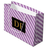 Aangepaste Initialen Paarse strepen Groot Cadeauzakje (Voorkant Gekanteld)
