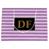 Aangepaste Initialen Paarse strepen Groot Cadeauzakje (Voorkant)