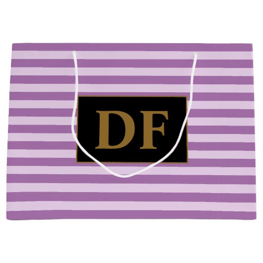 Aangepaste Initialen Paarse strepen Groot Cadeauzakje (Voorkant)