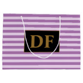 Aangepaste Initialen Paarse strepen Groot Cadeauzakje (Achterkant)