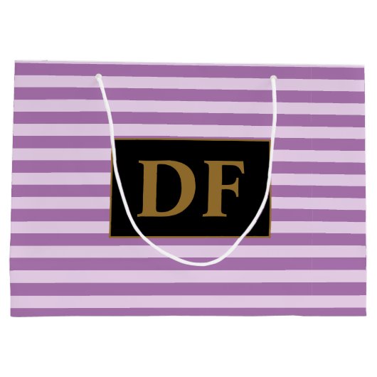 Aangepaste Initialen Paarse strepen Groot Cadeauzakje (Achterkant)