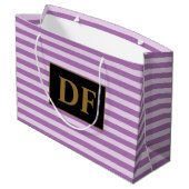 Aangepaste Initialen Paarse strepen Groot Cadeauzakje (Achterkant Gekanteld)