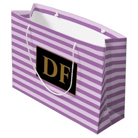 Aangepaste Initialen Paarse strepen Groot Cadeauzakje (Achterkant Gekanteld)
