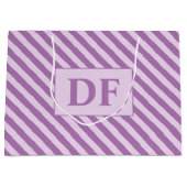 Aangepaste Initialen Paarse strepen Groot Cadeauzakje (Voorkant)