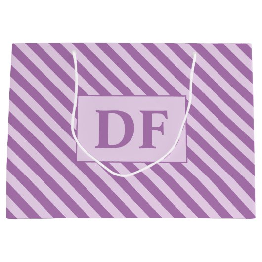 Aangepaste Initialen Paarse strepen Groot Cadeauzakje (Voorkant)