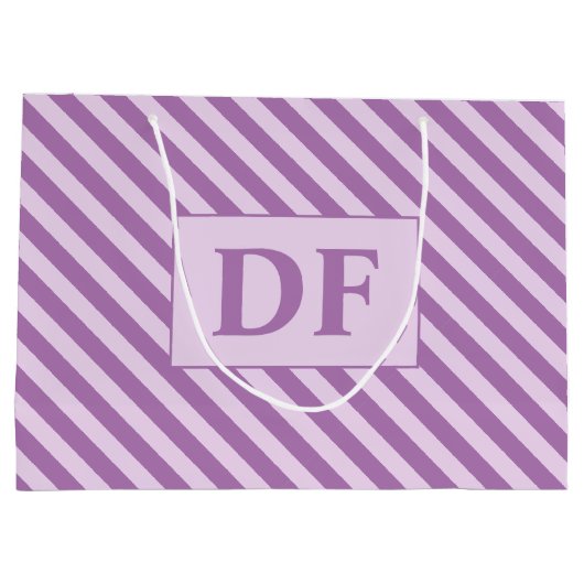 Aangepaste Initialen Paarse strepen Groot Cadeauzakje (Achterkant)