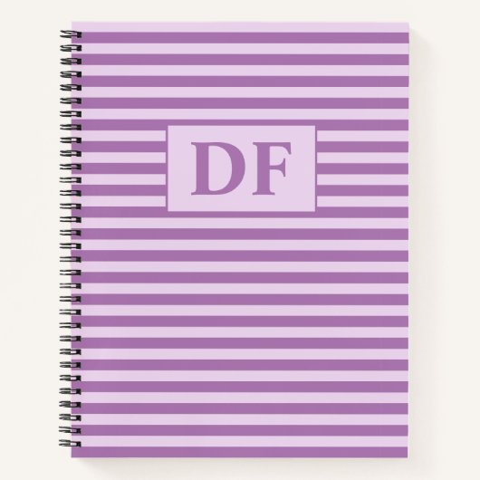 Aangepaste Initialen Paarse Strepen Notitieboek (Voorkant)