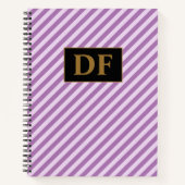 Aangepaste Initialen Paarse Strepen Notitieboek (Voorkant)