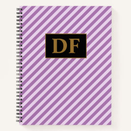 Aangepaste Initialen Paarse Strepen Notitieboek