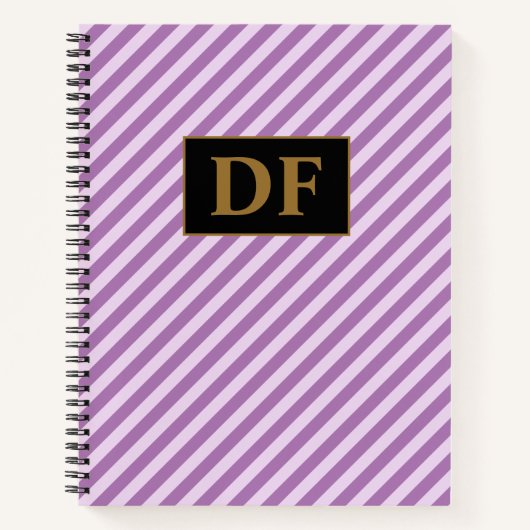 Aangepaste Initialen Paarse Strepen Notitieboek (Voorkant)
