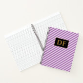 Aangepaste Initialen Paarse Strepen Notitieboek (Binnen)