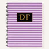 Aangepaste Initialen Paarse Strepen Notitieboek (Voorkant)