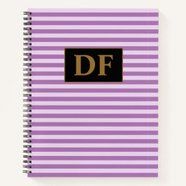 Aangepaste Initialen Paarse Strepen Notitieboek