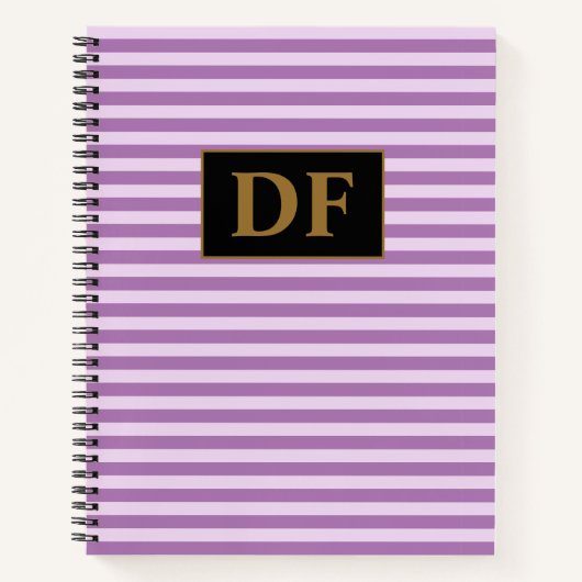 Aangepaste Initialen Paarse Strepen Notitieboek (Voorkant)