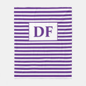 Aangepaste Initialen Paarse / witte strepen Fleece Deken (Voorkant)