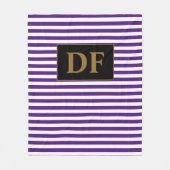 Aangepaste Initialen Paarse / witte strepen Fleece Deken (Voorkant)