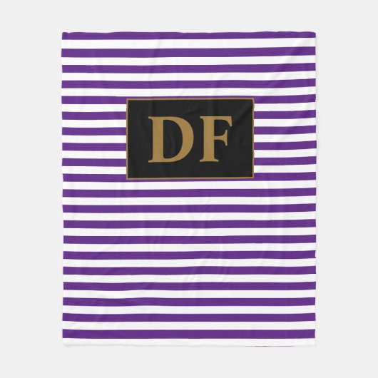 Aangepaste Initialen Paarse / witte strepen Fleece Deken (Voorkant)