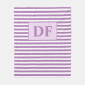 Aangepaste Initialen Paarse / witte strepen Fleece Deken (Voorkant)