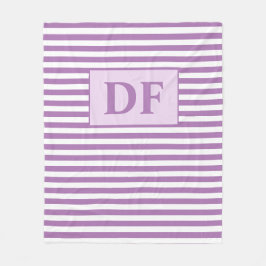 Aangepaste Initialen Paarse / witte strepen Fleece Deken