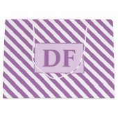 Aangepaste Initialen Paarse / witte strepen Groot Cadeauzakje (Voorkant)