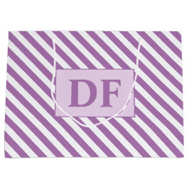 Aangepaste Initialen Paarse / witte strepen Groot Cadeauzakje