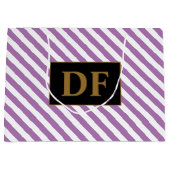 Aangepaste Initialen Paarse / witte strepen Groot Cadeauzakje (Voorkant)