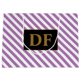 Aangepaste Initialen Paarse / witte strepen Groot Cadeauzakje