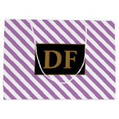 Aangepaste Initialen Paarse / witte strepen Groot Cadeauzakje (Achterkant)