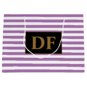 Aangepaste Initialen Paarse / witte strepen Groot Cadeauzakje (Voorkant)