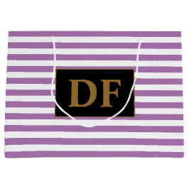 Aangepaste Initialen Paarse / witte strepen Groot Cadeauzakje