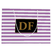 Aangepaste Initialen Paarse / witte strepen Groot Cadeauzakje (Achterkant)