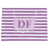 Aangepaste Initialen Paarse / witte strepen Groot Cadeauzakje (Voorkant)