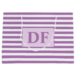 Aangepaste Initialen Paarse / witte strepen Groot Cadeauzakje