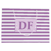 Aangepaste Initialen Paarse / witte strepen Groot Cadeauzakje (Achterkant)