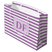 Aangepaste Initialen Paarse / witte strepen Groot Cadeauzakje (Achterkant Gekanteld)