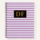 Aangepaste Initialen Paarse / witte strepen Notiti Notitieboek (Voorkant)