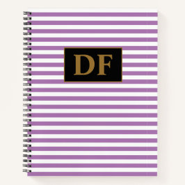 Aangepaste Initialen Paarse / witte strepen Notiti Notitieboek