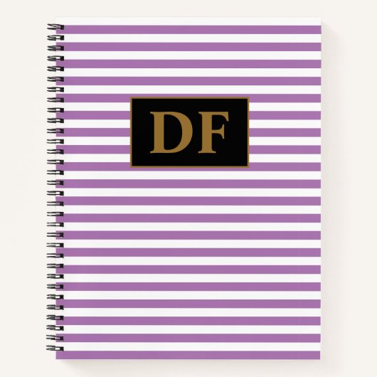 Aangepaste Initialen Paarse / witte strepen Notiti Notitieboek (Voorkant)