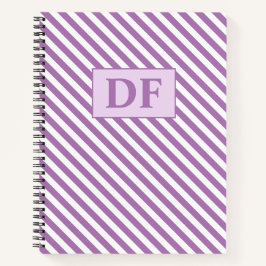 Aangepaste Initialen Paarse / witte strepen Notiti Notitieboek