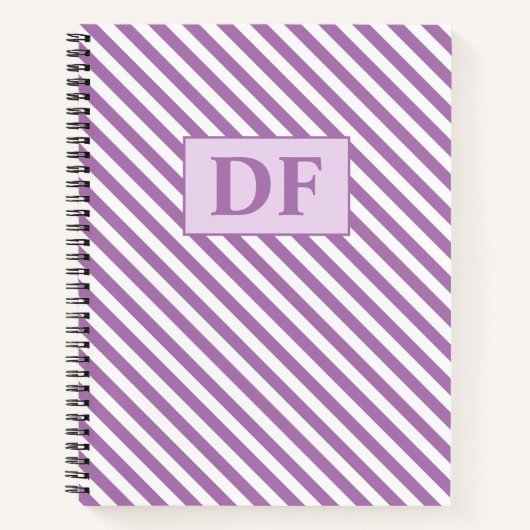 Aangepaste Initialen Paarse / witte strepen Notiti Notitieboek (Voorkant)