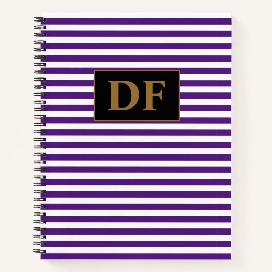 Aangepaste Initialen Paarse / witte strepen Notiti Notitieboek (Voorkant)