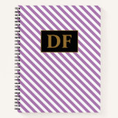 Aangepaste Initialen Paarse / witte strepen Notiti Notitieboek (Voorkant)