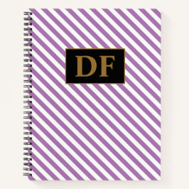 Aangepaste Initialen Paarse / witte strepen Notiti Notitieboek