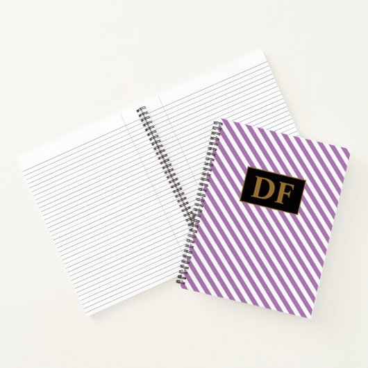 Aangepaste Initialen Paarse / witte strepen Notiti Notitieboek (Binnen)